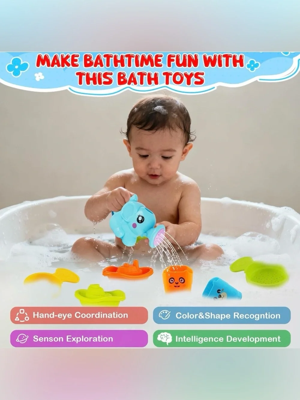 Baby Bath Toys for Kids Ages 1-3, 16 PCS